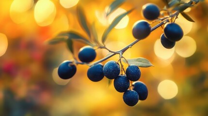 Close-Up of Fresh Black Olives Against a Colorful Background