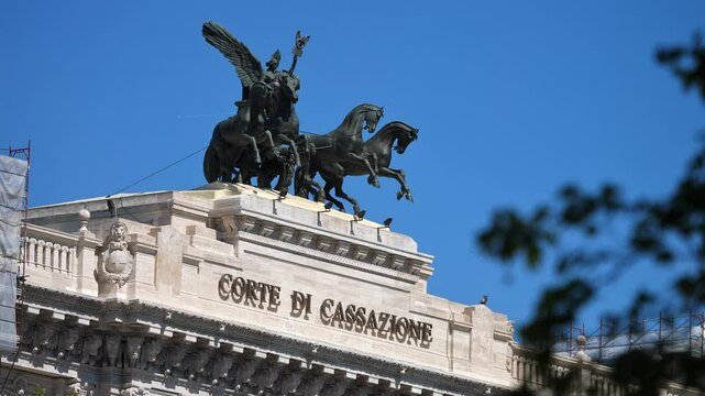 Rome&rsquo;s Cassazione Palace, known as Palazzaccio, rises grandly over the city street, reflecting power and tradition