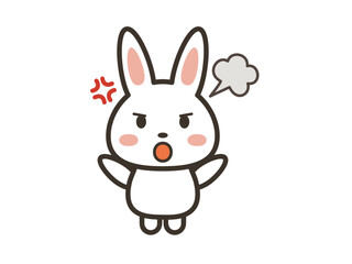 激怒するかわいいうさぎのイラスト