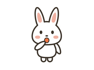 口に手を当てて驚くかわいいうさぎのイラスト
