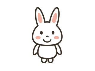 笑顔で正面を向くかわいいうさぎのイラスト