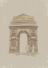 India Gate, New Delhi, Delhi landmark Vector Illustration. India famous monument for graphics, brochure, poster, banner, advertisement, web design and office space graphics.
