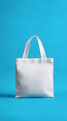 Tote Bag Centered on Blue Background