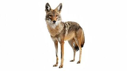 Obraz premium a picture of a wolf standing looking at the camera on a transparent background, PNG image, PNG file, Generative art.