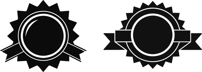 vector shield with ribbon, emblem badge with ribbon, shield with ribbon on white background.