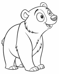 Fototapeta premium Cute bear coloring page with happy cartoon bear character line art