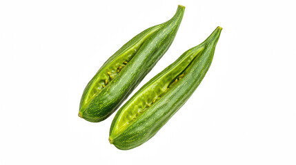 a close up of green okra on a transparent background, PNG image, PNG file, Generative art.