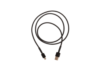 Black USB and Type-C cable, on white background in insulation