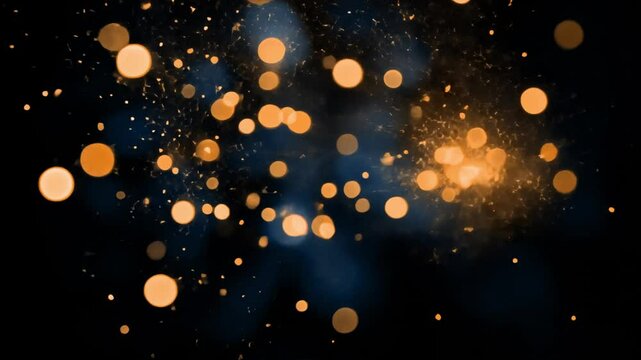 Glowing bokeh lights in darkness animated overlay, transparent 4K video, alpha channel, ProRes 4444