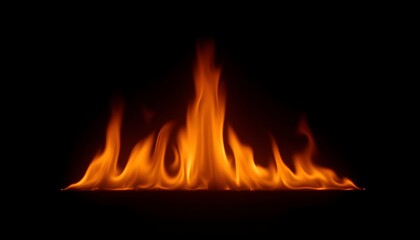 Fototapeta premium flames rising in slow motion on black background, high contrast lighting