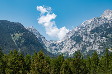 Classic U shaped valley carved by a glacier, Grand Teton National Park