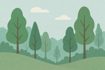 Obraz premium vector illustration of forest scenery with bright atmosphere created by AI