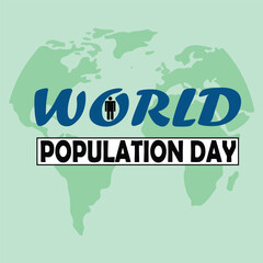 World Population Day, Population day creative concept design with world map, for banner, poster or social media post. Vector illustration.