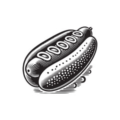 Silhouette of hot dog - minimalist hot dog vector - hot dog Silhouette.