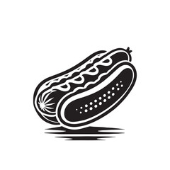 Silhouette of hot dog - minimalist hot dog vector - hot dog Silhouette.