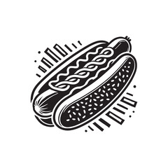 Silhouette of hot dog - minimalist hot dog vector - hot dog Silhouette.