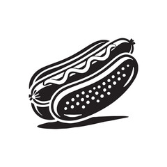 Silhouette of hot dog - minimalist hot dog vector - hot dog Silhouette.