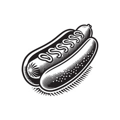 Silhouette of hot dog - minimalist hot dog vector - hot dog Silhouette.