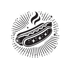Silhouette of hot dog - minimalist hot dog vector - hot dog Silhouette.
