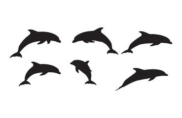 Fototapeta premium Diverse dolphin silhouettes capturing marine life's charm