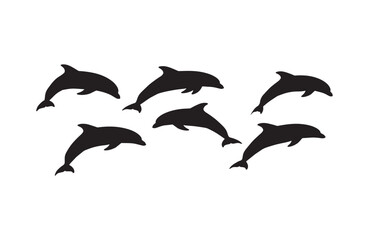 Fototapeta premium Playful aquatic theme embodied by energetic dolphin outlines