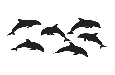 Naklejka premium Oceanic spirit highlighted through dynamic dolphin silhouettes