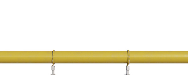 Industrial yellow pipeline. Isolated on a white background. Copy Space. 3D illustration