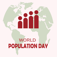 Population growth and world map idea concept,11 July World population day design for poster, banner or social media post. vector illustration. EPS file.