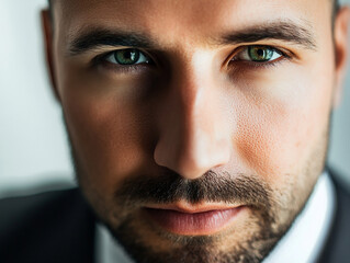 Obraz premium Close-up of a smiling business man, a handsome business tough guy