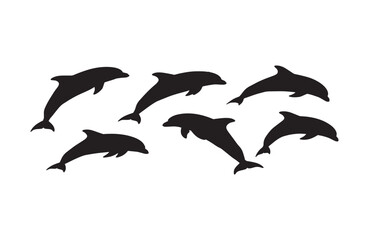Naklejka premium Silhouettes of dolphins portraying lively aquatic charm