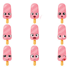 Pink ice pop faces set
