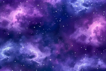 Naklejka premium Vibrant Nebula Galaxy With Purple and Blue Hues in Starry Space Cosmic Background