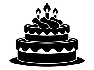 Birthday Cake Silhouette Vector & SVG | Party Cake Icon SVG for Celebration Crafts