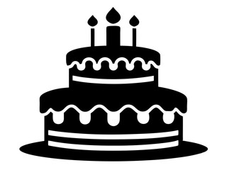 Birthday Cake Silhouette Vector & SVG | Party Cake Icon SVG for Celebration Crafts