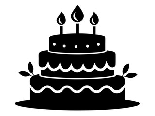 Birthday Cake Silhouette Vector & SVG | Party Cake Icon SVG for Celebration Crafts