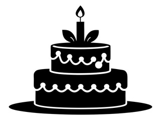 Birthday Cake Silhouette Vector & SVG | Party Cake Icon SVG for Celebration Crafts