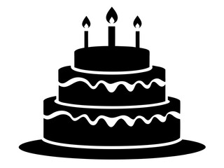 Birthday Cake Silhouette Vector & SVG | Party Cake Icon SVG for Celebration Crafts