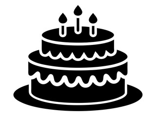Birthday Cake Silhouette Vector & SVG | Party Cake Icon SVG for Celebration Crafts