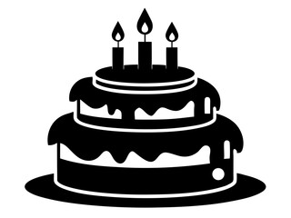Birthday Cake Silhouette Vector & SVG | Party Cake Icon SVG for Celebration Crafts