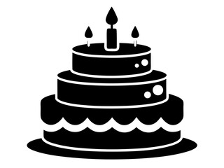 Birthday Cake Silhouette Vector & SVG | Party Cake Icon SVG for Celebration Crafts
