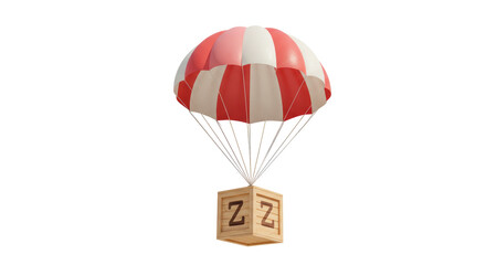Isolated Crate with Parachute