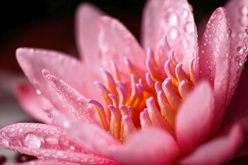 Close-up of a delicate pink water lily
