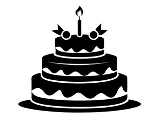 Birthday Cake Silhouette Vector & SVG | Party Cake Icon SVG for Celebration Crafts