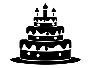 Birthday Cake Silhouette Vector & SVG | Party Cake Icon SVG for Celebration Crafts