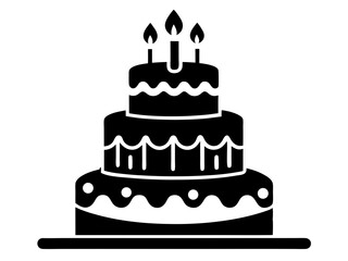 Birthday Cake Silhouette Vector & SVG | Party Cake Icon SVG for Celebration Crafts