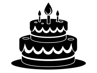 Birthday Cake Silhouette Vector & SVG | Party Cake Icon SVG for Celebration Crafts