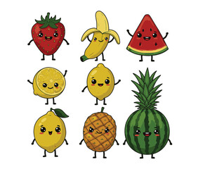 Fototapeta premium Tropical artwork scene shines with animated colorful fruit figures ideal for visually captivating fresh nature inspired design projects