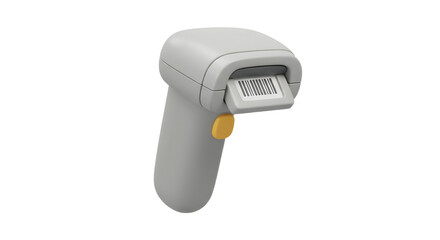 Handheld Scanner with Barcode on White Background