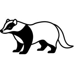 Clean Badger Vector Line Drawing