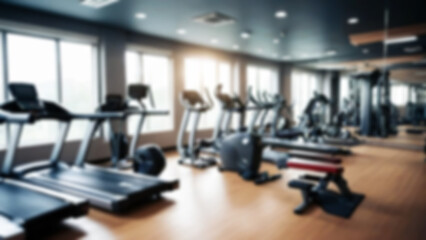 Fototapeta premium Abstract blur fitness gym with equipment for background.